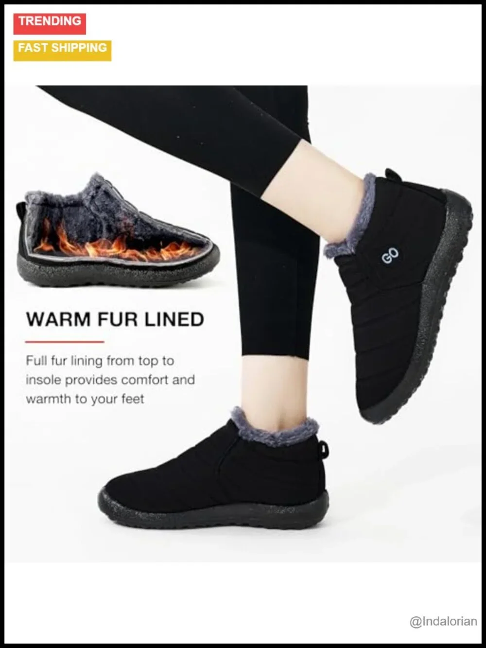 Womens Waterproof Fur Lined Ankle Snow Boots Non-Slip Winter Shoes